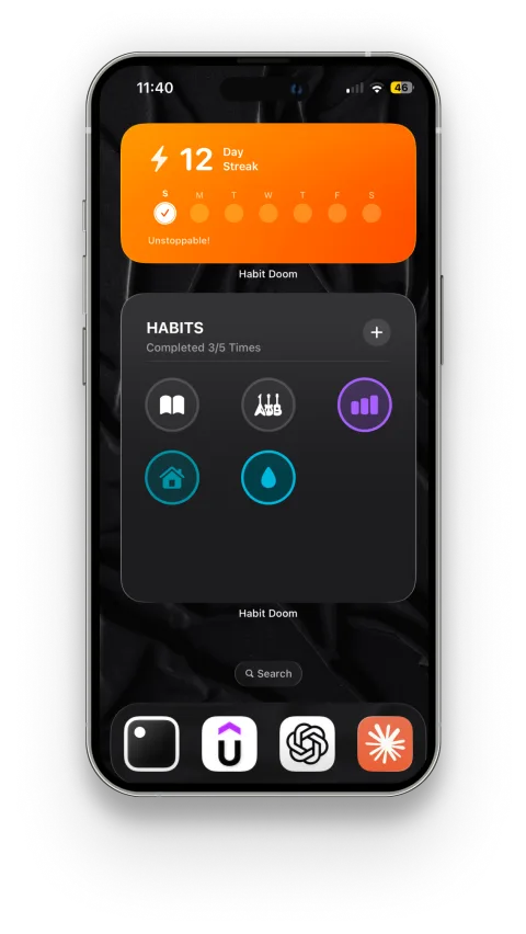 Home Screen Widgets showing habit progress at a glance