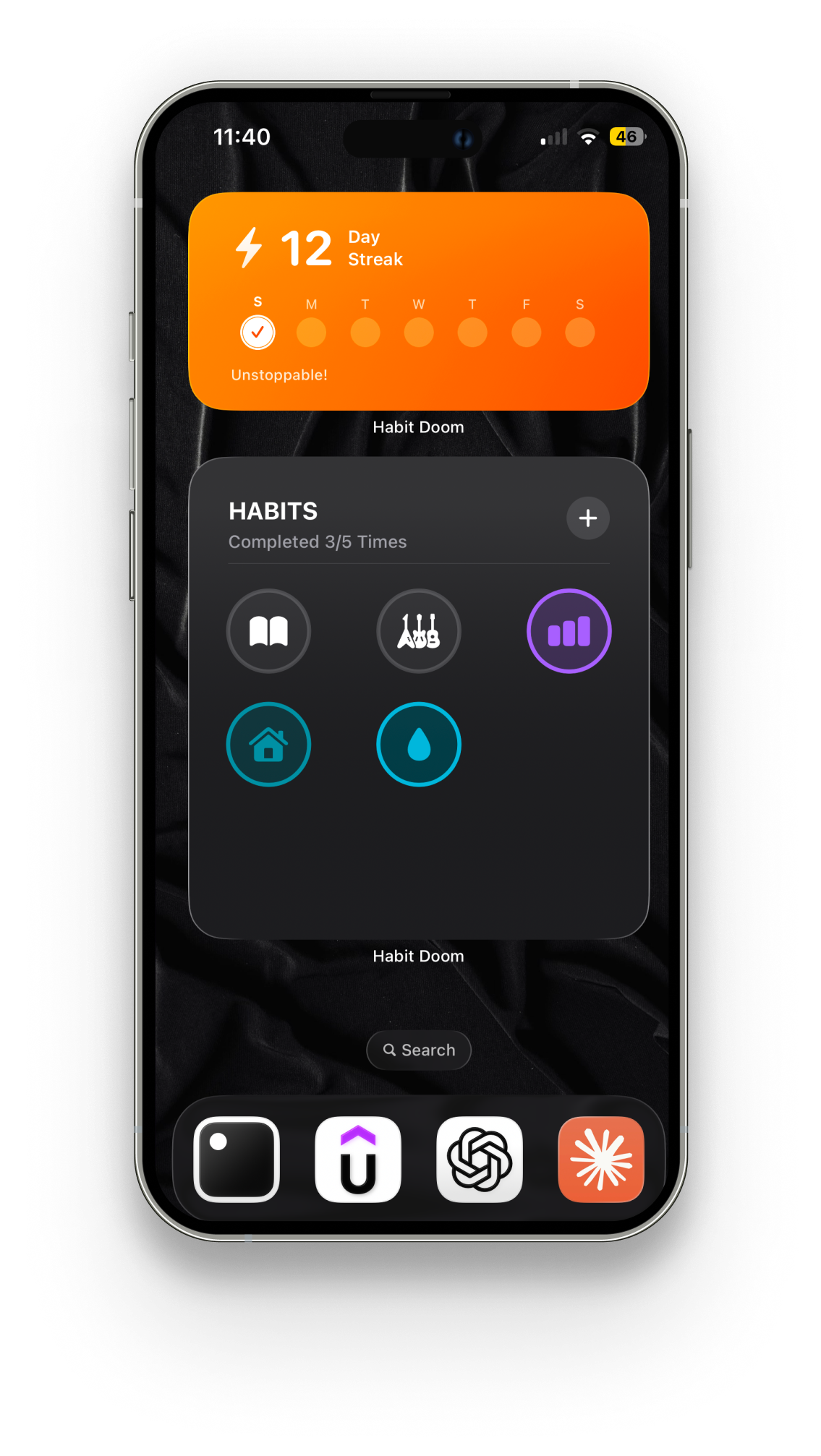 Home Screen Widgets showing habit progress at a glance